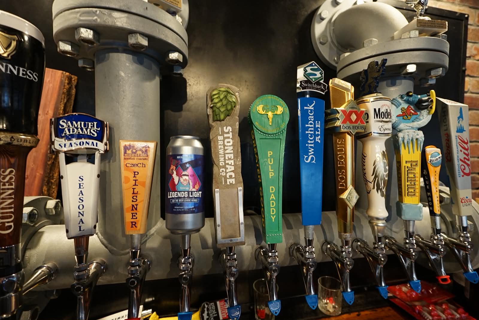 Draft beer taps at the Valley Pub bar